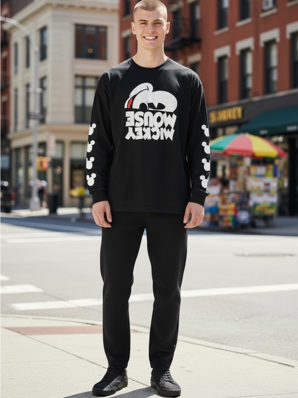 Unisex-Disney Black Logo Graphic Tee Label Print